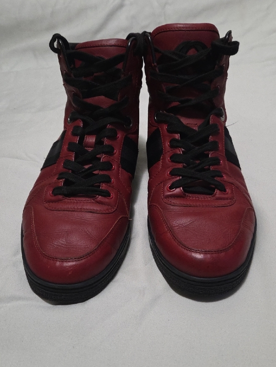 Gucci Other - Gucci Red and Black High-Top Leather Sneakers